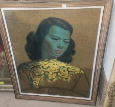 Tretchikoff:  half length portrait of an Eastern woman, framed and glazed
