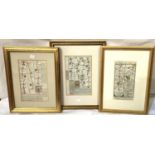 Three 18th/19th century road maps, framed and glazed