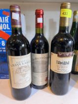 3 bottles of red wine including "La Maison Galhaud", "Chateau Lilian Ladouys" and "Tamada