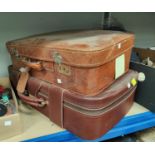 A collection of vintage suitcases, bags etc