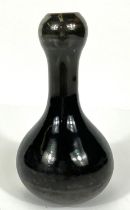 A Chinese porcelain vase with black glaze, 4 character mark to base