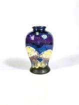 A modern Moorcroft vase of inverted baluster form, decorated with mushrooms against a deep