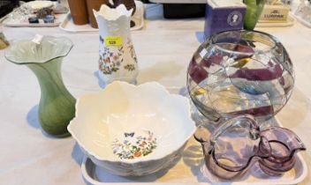 An Aynsley "Cottage Garden" vase and bowl ; a selection  figures and animals