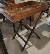 A Georgian mahogany butler's tray on folding stand, width 75cm