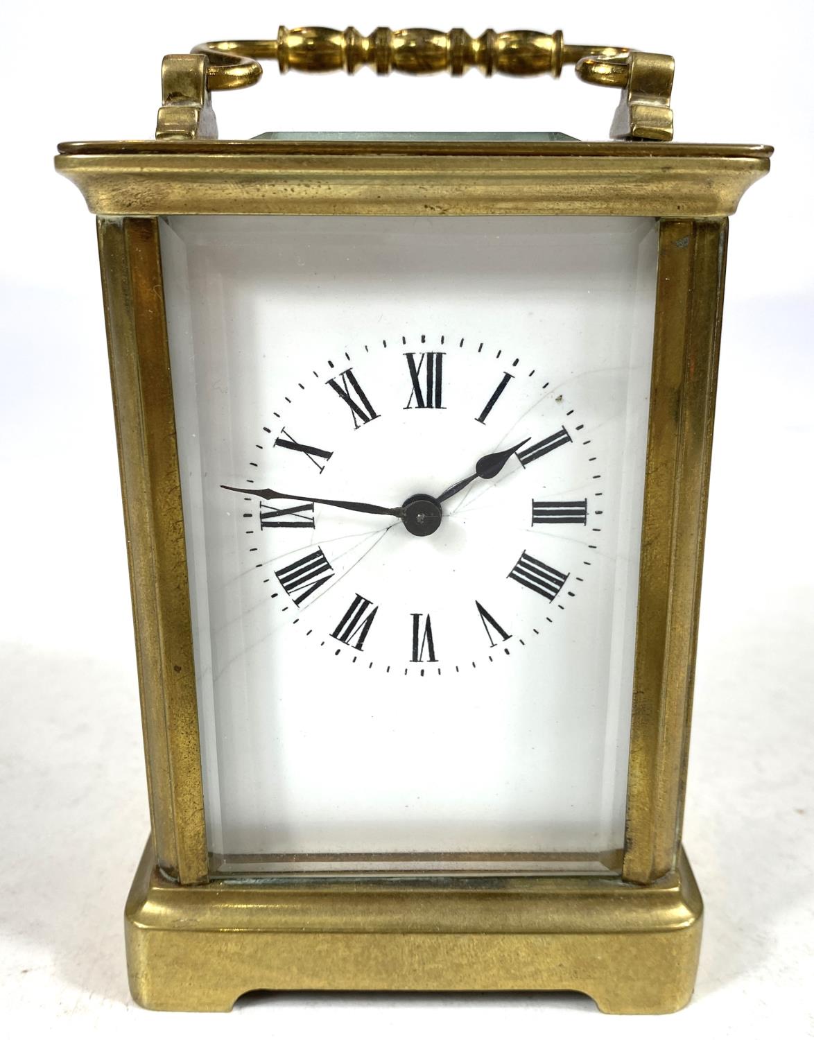 A 19th century French carriage clock with white dial and timepiece movement - Image 2 of 7