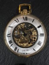 2 Smiths gilt pocket watches with silvered chapter ring & Roman numerals, the centre opens to reveal