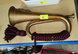 A vintage bugle "23rd Royal Welsh Fusiliers" with rope