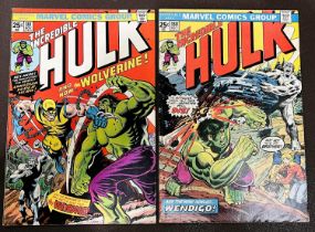 Marvel Comics: 1970's two issues of The Incredible Hulk 180 with first panel appearance of Wolverine