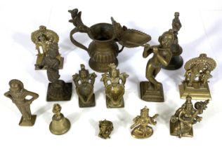 A good selection of various Indian brassware including deities, lamps etc