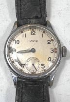 A Grana military watch with cream and Arabic numerals, subsidiary seconds hand (minutes hand