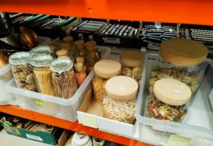 Kitchenalia: a selection of modern jars with cork tops for display and storage