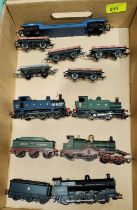 Two 00 gauge locomotives with tenders:  Great Western 3046 49287, black livery; 2 other locomotives;