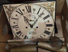 An 8 day longcase movement by O. Owen, Pwllheli, painted dial with 2 weights and pendulum