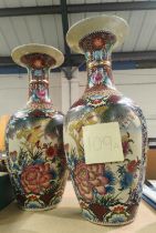 A pair of large satsuma style vases of baluster form