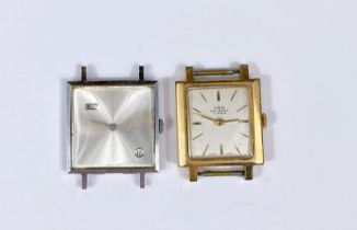 Two mid 20th century stylish gents watches SK and Oris square dials