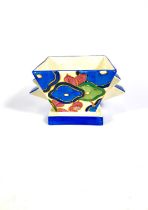 A Clarice Cliff Art Deco vase of square tapering form and on square base decorated in the Blue