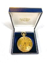 A gent's 18 carat hallmarked gold Waltham pocket watch with extensive chased decoration, keyless and