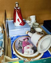 A Royal Worcester figure:  QEII 80th birthday; royal commemorative ware; other souvenir items