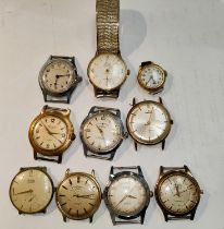 A large selection of vintage gents wristwatches, only one with strap
