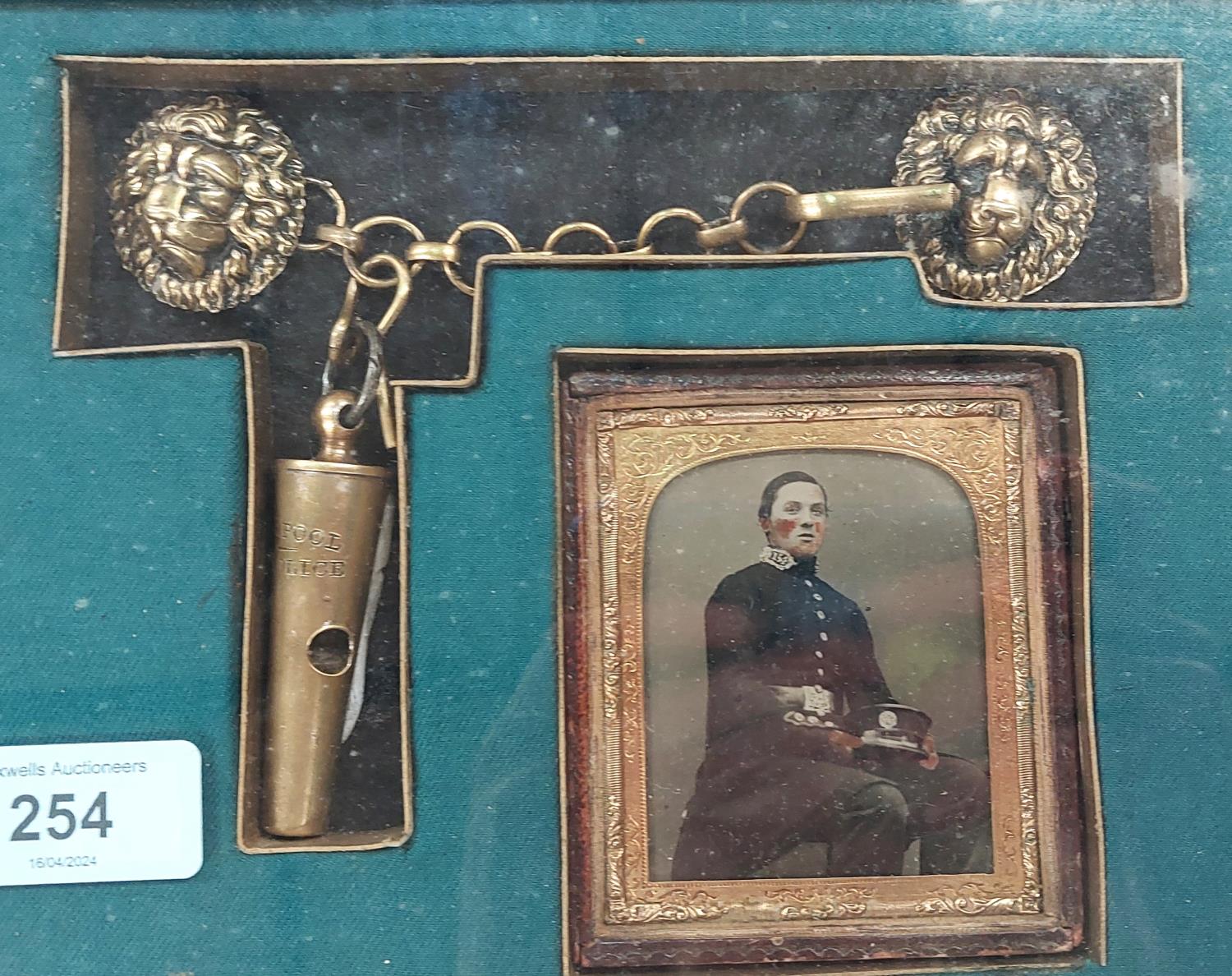 POLICE INTEREST: an ambrotype and two other photographs of police constables, framed with an early - Image 2 of 2