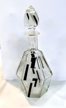 An Art Deco drinks decanter in the manner of Karl Palda and other glassware