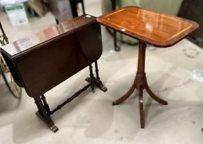 A reproduction mahogany Sutherland table; a reproduction occasional table with rectangular