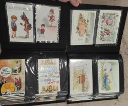 Two albums containing 400+ postcards:  humorous and other; some early 20th century, mainly post-war