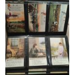 Four good size albums of Military related postcards, sweetheart postcards, uniform examples etc