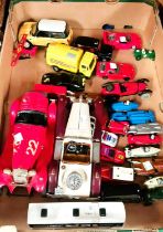 A collection of 24 unboxed diecast cars inc. Corgi and later models; 2 Burago scale model cars