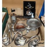 A stylish smoking wall hanging ashtray pewter stand, silver plated bottle stand etc