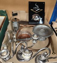 A stylish smoking wall hanging ashtray pewter stand, silver plated bottle stand etc