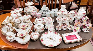 Royal Albert: a large collection of Old Country Roses tea and dinner ware, picture frames, gilt