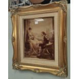 A framed 19th century crystoleum of a courting couple