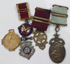 Five Masonic and other silver medals