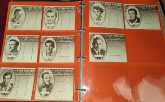 A collection of Star Parade Hair Grip star cards; Picture Show; Elvis and other cards; an album of