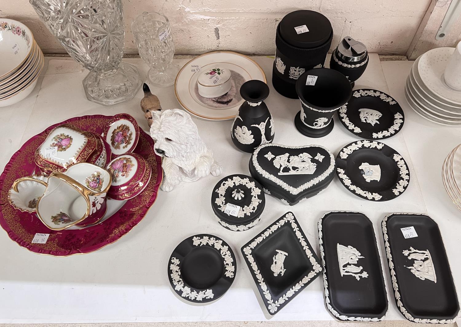 A selection of Wedgwood Jasperware, limoge and decorative china