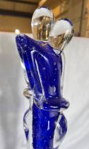 A mid 20th century MURANO glass scupture of an elongated couple embracing, clear outer glass with