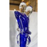 A mid 20th century MURANO glass scupture of an elongated couple embracing, clear outer glass with