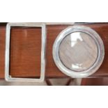 Two hallmarked silver photo frames, circle and square