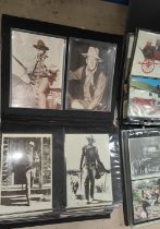 An album containing 200 approx. postcards:  Western/Cowboy star portraits; etc.; an album of 100+