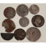 A selection of early GB silver coins, mainly Maundy, Charles II - George III