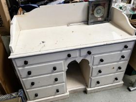 A Victorian pine painted side cabinet with 8 drawers below, length 123cm