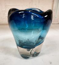 A mid 20th century Whitefriars, kingfisher blue vase, height 14cm.