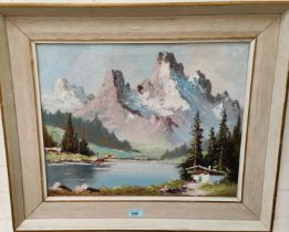 E.M. Libert, French 20th Century:  rural scene, signed, 27 x 38cm, framed; an alpine scene, unsigned