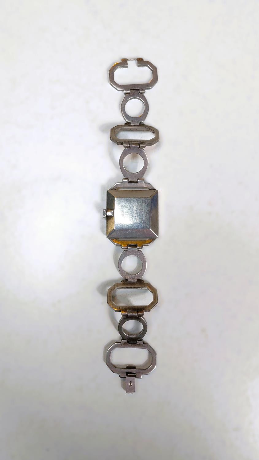 A 1970 Fisher Extra white metal watch in the manor of Roy King, loop bracelet - Image 3 of 6