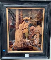 A 19th century crystoleum depicting a courting couple, framed