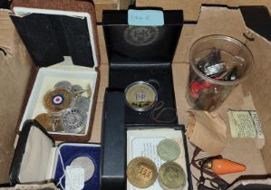 3 x £5 commemorative coins, other commemorative coins etc.