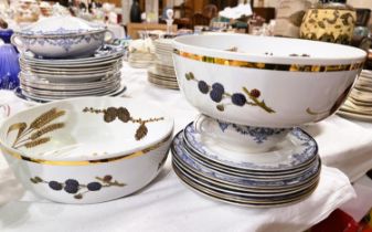A Royal Worcester pair of large fruit bowls:  Wild Harvest; a blue & white part dinner service; etc.