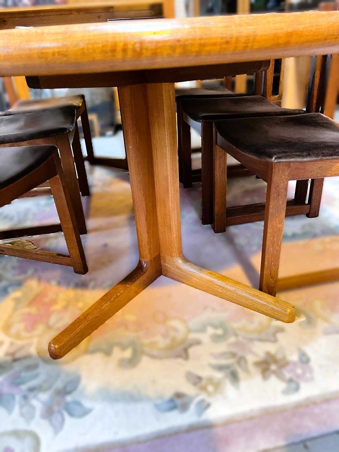 A large 1970's G-Plan oval teak extending dining table, 2 spare leaves, extended length 234cm - Image 4 of 4