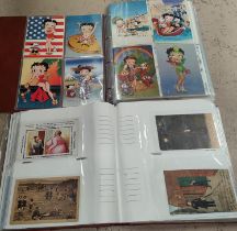Two albums containing 300+ 20th century postcards:  humour, advertising and others